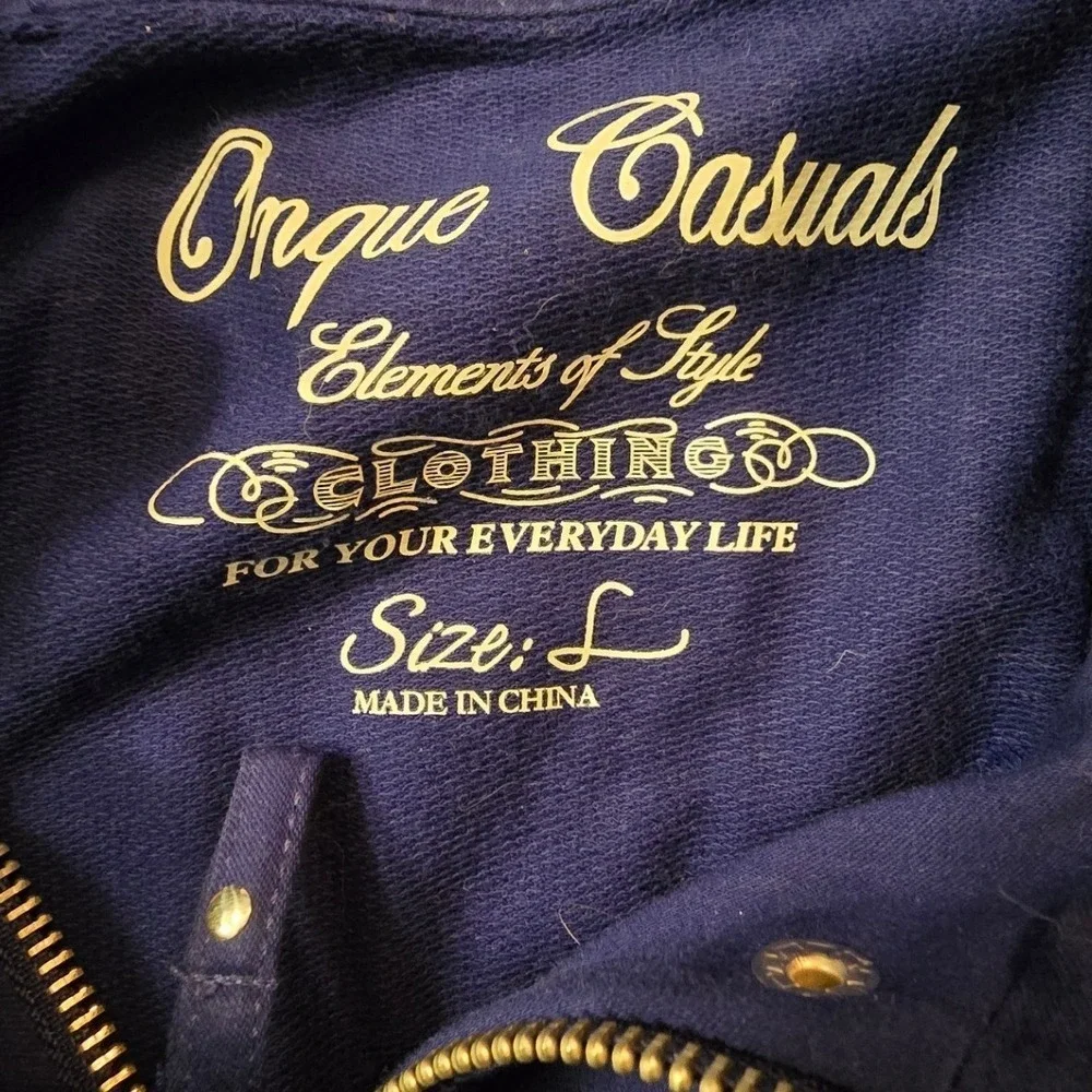 Onque Casuals Women's Jacket Zip Up Button‎ Front Blue Size L